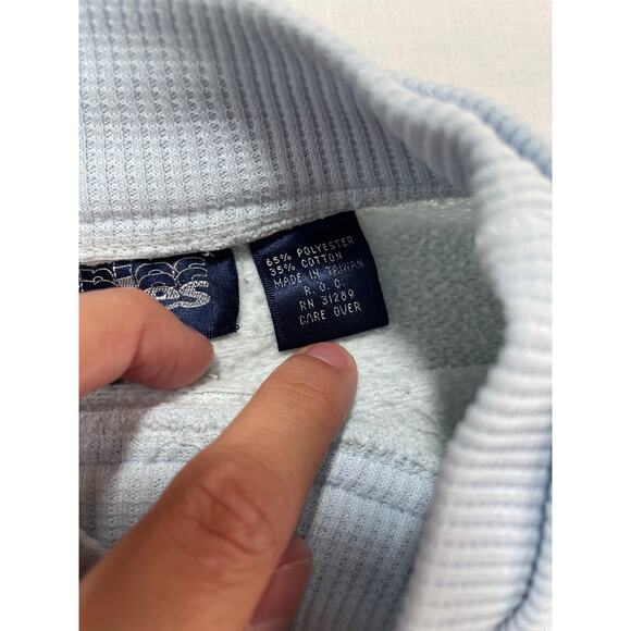 VTG 90s Women's Geometric Pattern Sweatshirt size L Blue Pink - Picture 6 of 8